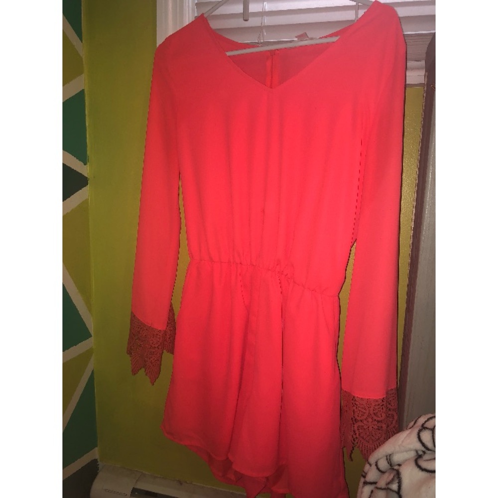 Bright pink/coral romper